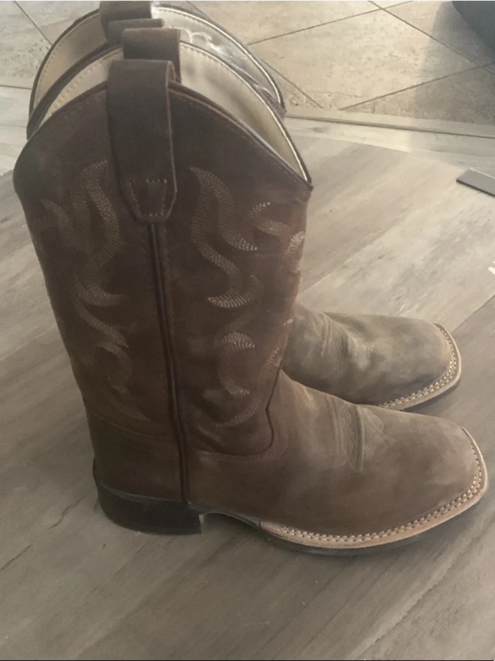 Kids Brown Suede Western Pull-On Cowboy Boots